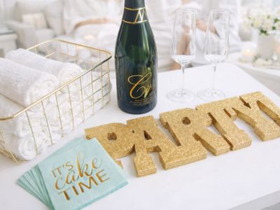 nail polishes and supplies ready for a ladies spa party